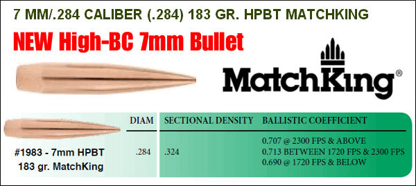 Sierra 7mm 183gr Matchking x 500 pack