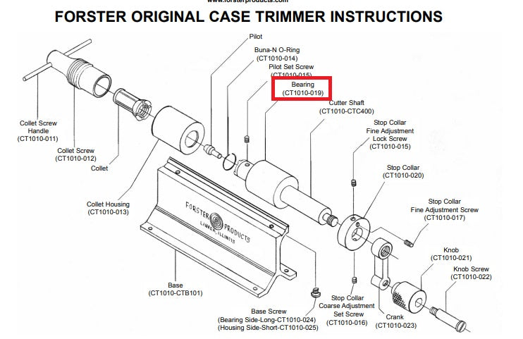 Forster - Original Case Trimmer PARTS