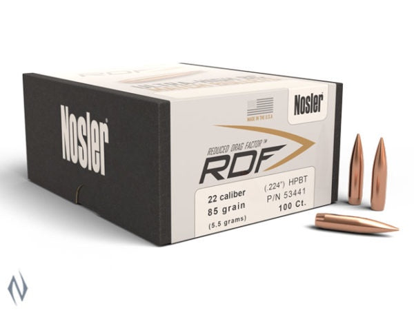 Nosler RDF 224 85GR HPBT Projectile 100pk