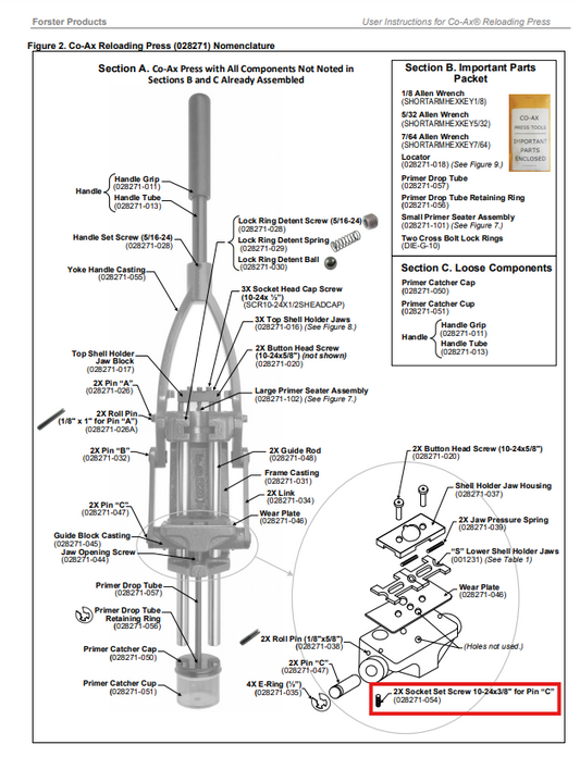 Forster Socket Set Screw for Pin C