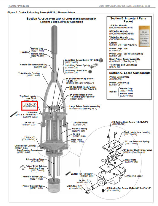 Forster Pin A for Forster Co Ax Press