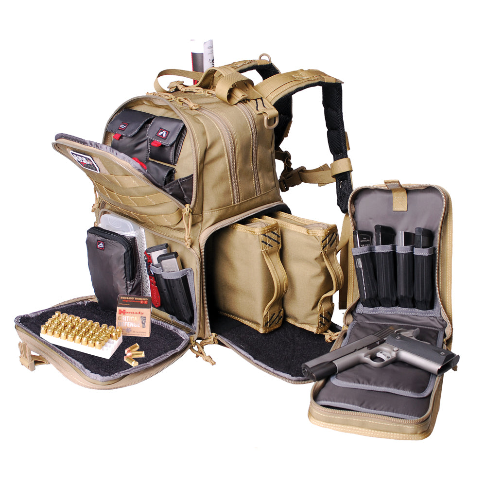 GPS Tactical Range Backpack / Holds 3 Handguns - Black